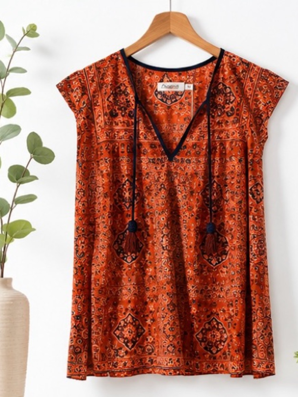 Faherty Kingsley Top – Rust Bandana Print
